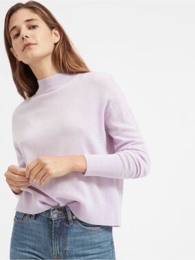 Everlane Light Pink Mock Neck 100% Cashemere Sweater